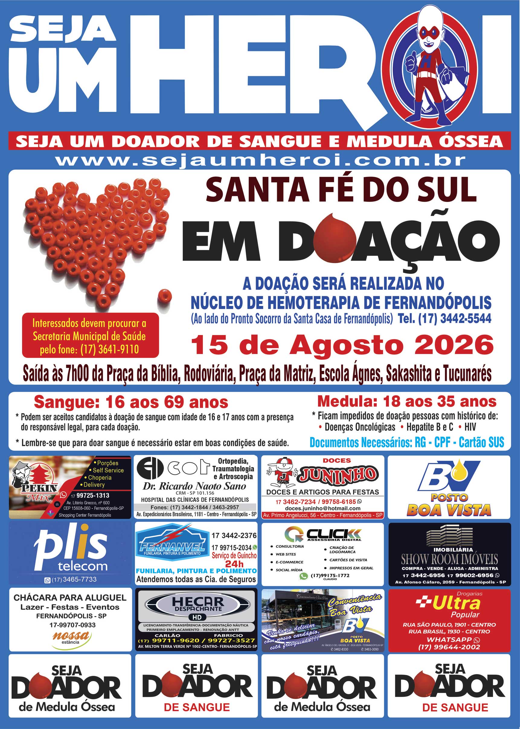 Santa Fé do Sul em Doação 15 de agosto de 2026