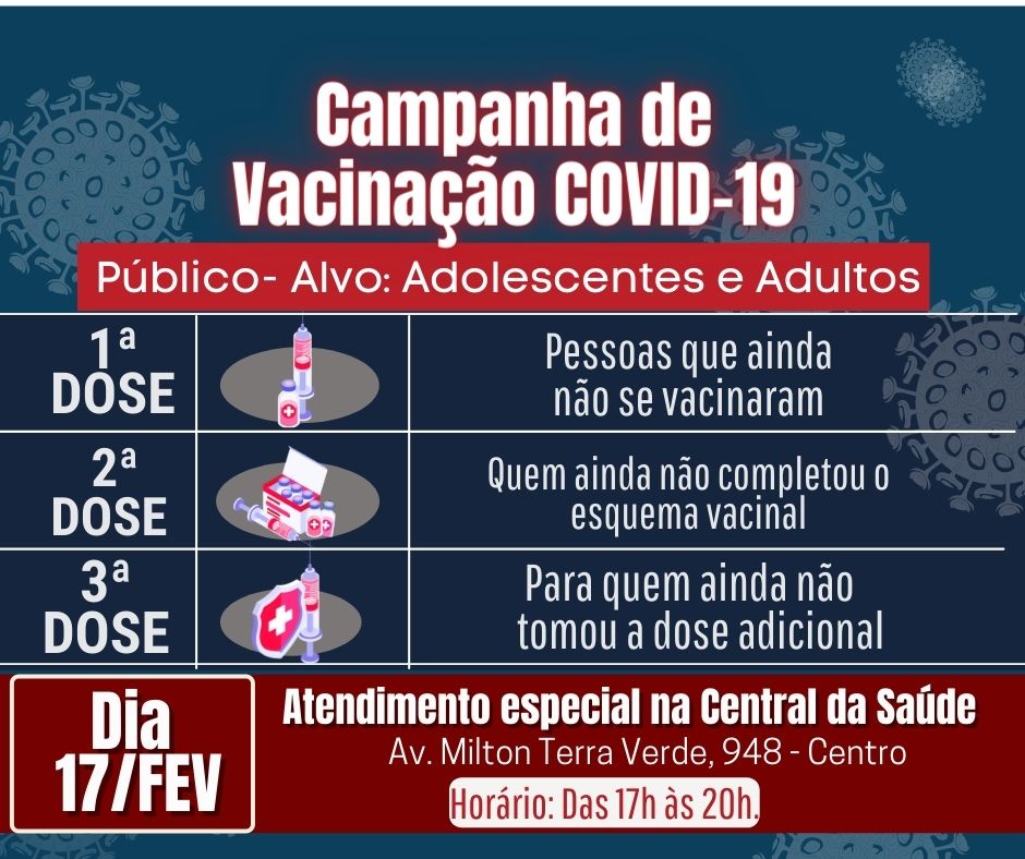 Saúde prepara horário especial de vacinação nesta próxima quinta-feira, 17